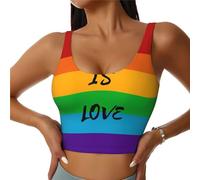 peiyeety Canotte Sportive da Donna con Arcobaleno Gay e Lesbiche, Senza Maniche, Top Fitness, Comodo Reggiseno Corto con Schiena a U per Yoga e Palestra.