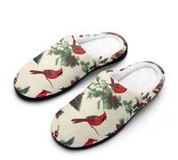 peiyeety Ciabatte da casa Cardinal Birds Christmas Holly per donna, in caldo pile, per interni ed esterni.42-43