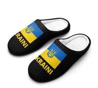 peiyeety Ciabatte da uomo in memory foam con bandiera ucraina, leggere, in cotone, per interni ed esterni44-45