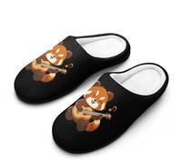 peiyeety Ciabatte da uomo in memory foam con simpatico panda rosso che suona la chitarra, leggere pantofole in cotone per interni ed esterni40-41