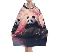 peiyeety Coperta con cappuccio con motivo panda per donne e uomini, coperta con cappuccio oversize indossabile per adulti, morbida e calda