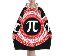 peiyeety Coperta con cappuccio con simbolo matematico per il giorno del Pi greco, per donne e uomini. Coperta con cappuccio oversize indossabile per adulti, morbida e calda.