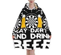 peiyeety Coperta con cappuccio Darts Beer per donne e uomini, coperta con cappuccio oversize indossabile per adulti, morbida e calda