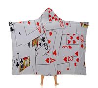 peiyeety Coperta con cappuccio di grandi dimensioni con carte da gioco sparse, coperta con cappuccio isolata e confortevole 40"x50"