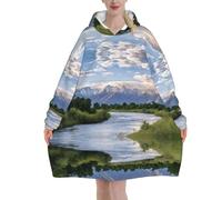 peiyeety Coperta con cappuccio stampata Grand Teton National Park, morbida coperta in pile di flanella indossabile per adulti con tasca a