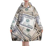 peiyeety Coperte con cappuccio a forma di banconota da un dollaro per donne e uomini, coperte con cappuccio oversize indossabili per adulti, morbide e calde