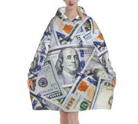 peiyeety Coperte con cappuccio a forma di banconota da un dollaro per donne e uomini, coperte con cappuccio oversize indossabili per adulti, morbide e calde