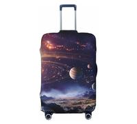 peiyeety Copertura protettiva elastica lavabile per valigia da viaggio, per bagagli da 18-32 pollici, adatta per viaggi nello spazio, galassia, universo, nero, L
