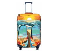 peiyeety Coprivaligia da viaggio con infradito e scena di spiaggia tropicale, coprivaligia in spandex lavabile, elastico alla moda, antigraffio, adatto per bagagli da 18 a 32 pollici