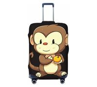 peiyeety Coprivaligia da viaggio con scimmietta che tiene in mano della frutta, coprivaligia in spandex lavabile, elastico alla moda, antigraffio, adatto per valigie da 18 a 32 pollici