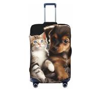 peiyeety Coprivaligia da viaggio con simpatici gatti e cani che giocano, coprivaligia in spandex, lavabile, elastico, antigraffio, adatto per valigie da 18 a 32 pollici.