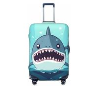 peiyeety Coprivaligia da viaggio con squalo dei cartoni animati che galleggia nell'acqua, coprivaligia in spandex lavabile, elastico alla moda, antigraffio, adatto per bagagli da 18 a 32 pollici