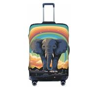 peiyeety Coprivaligia da viaggio con un simpatico elefante su uno sfondo arcobaleno. Coprivaligia in spandex lavabile, elastico alla moda, antigraffio, adatto per bagagli da 18 a 32 pollici.