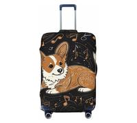 peiyeety Coprivaligia da viaggio Corgi che ama la musica, coprivaligia in spandex lavabile, elastico alla moda, antigraffio, adatto per valigie da 18 a 32 pollici