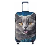 peiyeety Coprivaligia da viaggio, motivo: gatto blu che si attacca alla lingua, in spandex, lavabile, elastico, antigraffio, adatto per valigie da 18 a 32 pollici.