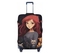 peiyeety Coprivaligia da viaggio Una ragazza che ama i gatti Coprivaligia in spandex lavabile Coprivaligia alla moda Elastico Antigraffio Adatto a valigie da 18 a 32 pollici