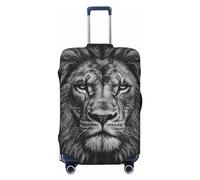 peiyeety Coprivaligia elastico lavabile con testa di leone in bianco e nero, coprivaligia alla moda, antipolvere, adatto per valigie da 18 a 32 pollici, nero, L