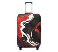 peiyeety Coprivaligia elastico lavabile in marmo nero e rosso, coprivaligia alla moda, antipolvere, adatto per valigie da 18 a 32 pollici, nero, L