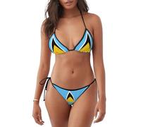 peiyeety Costume da Bagno Bikini da Donna a Due Pezzi con Bandiera di Saint Lucia, Modello Triangolare, Taglia Piccola.