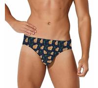 peiyeety Costume da Bagno da Uomo con Motivo a Foglie di Capibara e porcellini d'India, Slip da Bagno Sexy, Costume da Bagno L