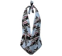 peiyeety Costume da Bagno Intero da Donna con Scollo a V Profondo, Monokini e Bikini, Ispirato al Bombardiere B17 della Seconda Guerra Mondiale e alla Bandiera Americana.