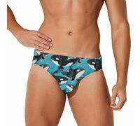 peiyeety Costume da Bagno Slip da Uomo con orche acquerellate, Costume da Bagno, Pantaloncini da Spiaggia, Boxer M