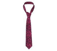 peiyeety Cravatta da uomo con stampe rosa zebra, tigre e leopardo - Elegante e resistente cravatta in poliestere per lavoro, matrimoni e feste, nera, taglia unica