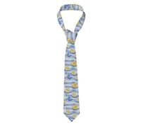 peiyeety Cravatta da uomo Duck Wave gialla e blu, modello classico, antipiega, liscia come la seta, con fermaglio antiscivolo, ideale per lavoro, feste e come regalo.