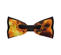 peiyeety Cravatte a farfalla da uomo con teschi fiammeggianti, regolabili, pre-annodate, classiche, con clip, tinta unita, per matrimoni, feste e balli di fine anno