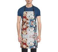 peiyeety Cucina resistente alle gocce d'acqua con tasca spaziosa e lacci lunghi per cucinare donne delle pulizie, campanella con orso di Natale,