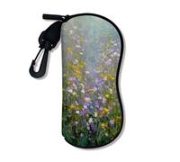 peiyeety Custodia morbida per occhiali con motivo floreale, elegante porta occhiali da sole di sicurezza con motivo di fiori selvatici viola e cerniera, portatile, ideale per i viaggi.