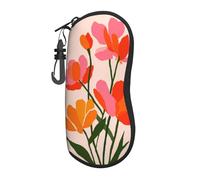 peiyeety Custodia per occhiali portatile con forme audaci floreali rosa e arancioni, borsa leggera per occhiali da sole, custodia per occhiali da vista