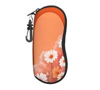 peiyeety Custodia per occhiali portatile con margherite arancioni e bianche e funghi, borsa leggera per occhiali da sole, custodia per occhiali da vista
