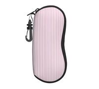 peiyeety Custodia per occhiali portatile con motivo a righe sottili rosa pastello chiaro, borsa per occhiali da sole leggera, custodia per occhiali da vista