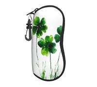 peiyeety Custodia per occhiali portatile con tre trifogli verdi ad, borsa per occhiali da sole leggera, custodia per occhiali da vista