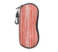 peiyeety Custodia per occhiali portatile in tessuto di lino a righe verticali lunghe rosse, borsa leggera per occhiali da sole, custodia per occhiali da vista