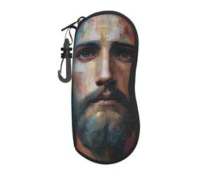 peiyeety Custodia portatile per occhiali con immagine di Gesù Cristo, borsa per occhiali da sole leggera, custodia per occhiali da vista