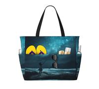 peiyeety Donna con le mani che aprono un desiderio, borsa da spiaggia grande per donna con cerniera e tasca impermeabile, borsa da palestra leggera e pieghevole per viaggi, spesa, nuoto, sport