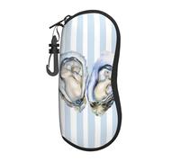 peiyeety Due ostriche su strisce verticali bianche e azzurre Custodia portatile per occhiali Borsa per occhiali da sole leggera Custodia per occhiali