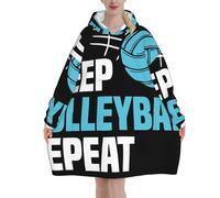 peiyeety Eat Sleep Volleyball Repeat Coperta con cappuccio per donne e uomini. Coperta con cappuccio oversize indossabile per adulti, morbida e calda.