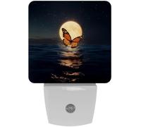 peiyeety Farfalla illuminata dalla luna piena Luce notturna a LED con sensore automatico, luce decorativa dal tramonto all'alba per camera da letto, bagno, cucina, corridoio, scale, corridoio,