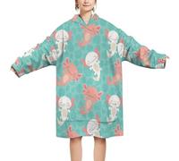 peiyeety Felpa con cappuccio e coperta Kawaii Axolotl, pullover in pile con ampia tasca frontale, per adulti, uomini e donne