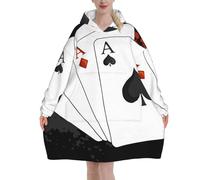 peiyeety Felpa con cappuccio oversize con carte da gioco Four Aces Poker per donne e uomini, morbida e calda, indossabile per adulti