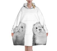 peiyeety Felpa con cappuccio stampata con furetti, coperta indossabile, calda felpa con cappuccio