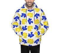 peiyeety Felpe con Cappuccio Casual da Uomo con Coulisse e Colletto con Stampa 3D, Camicie Casual a Maniche Lunghe, per la consapevolezza dell'autismo