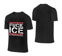 peiyeety Fuck Ice No Human Is Illega Maglietta Girocollo a Maniche Corte in Cotone per Uomo e Donna