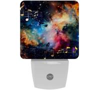 peiyeety Galaxy Music Note Space Stars Plug in LED Night Light con sensore automatico, dal tramonto all'alba, luce notturna decorativa per camera da letto, bagno, cucina, corridoio, scale, corridoio,