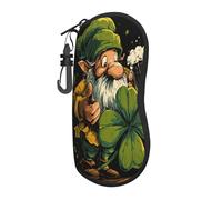 peiyeety Gnomo che beve birra con quadrifoglio Custodia portatile per occhiali Borsa per occhiali da sole leggera Custodia per occhiali