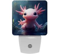 peiyeety Graziosa luce notturna a LED con sensore automatico, a forma di Axolotl rosa, decorativa dal tramonto all'alba, per camera da letto, bagno, cucina, corridoio, scale, corridoio.
