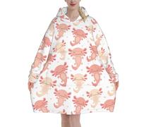 peiyeety Graziose coperte con cappuccio kawaii Axolotl per donne e uomini. Coperte con cappuccio oversize indossabili per adulti, morbide e calde.